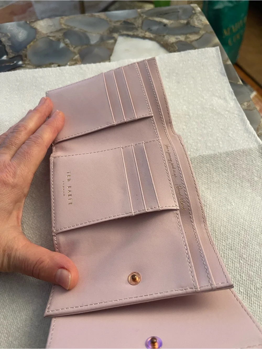 Ted Baker Rose Gold Pebbled Leather Men's Card Holder